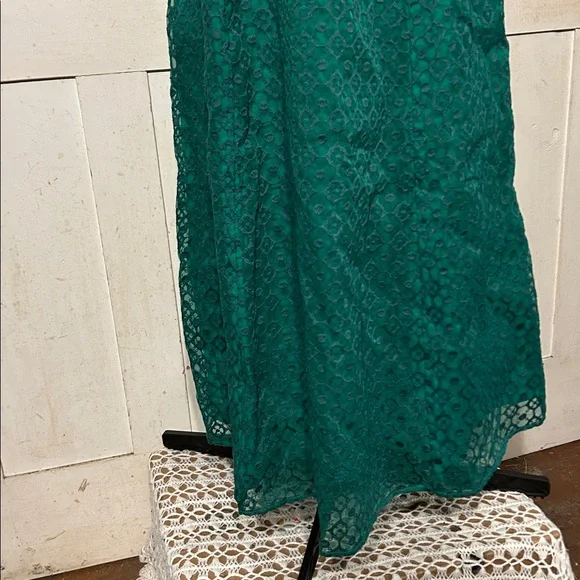NWT Boden Midi Dress Fit-N-Flare Green Eyelet Lace Empire Waist - Picture 4 of 16